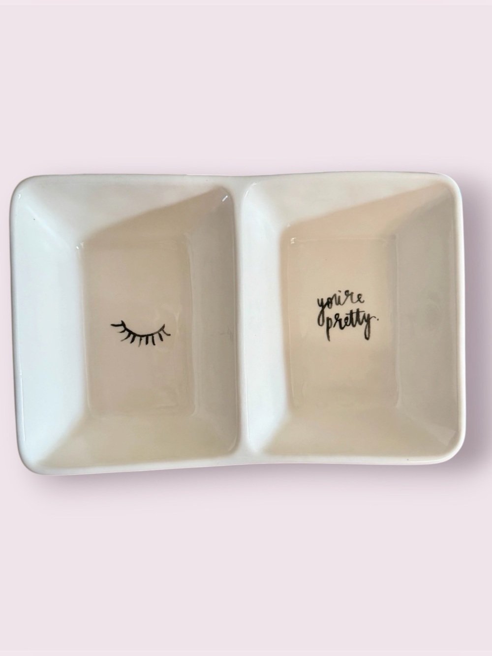 Rae Dunn You're Pretty Eyelash Art Holder Trinket Tray by Magenta